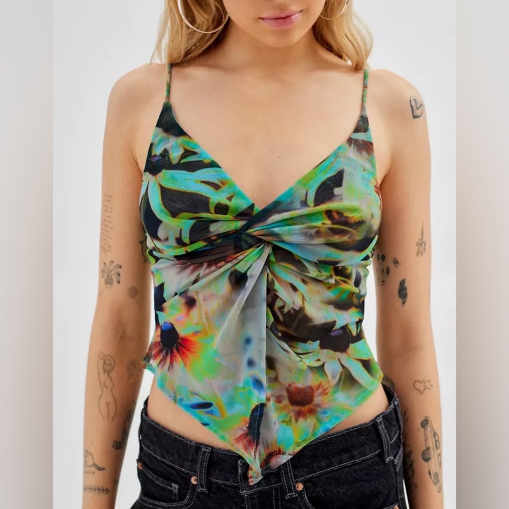 Urban Outfitters Mesh Twist Front Fly Away Cami